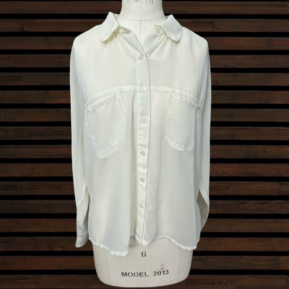 Vintage Tramp Sheer Button-Down Shirt Size Medium Flowy 90s Y2K